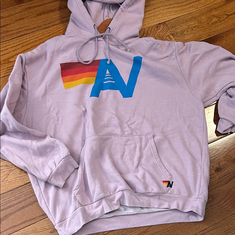 Aviator Nation Purple Hoodie with Rainbow Logo